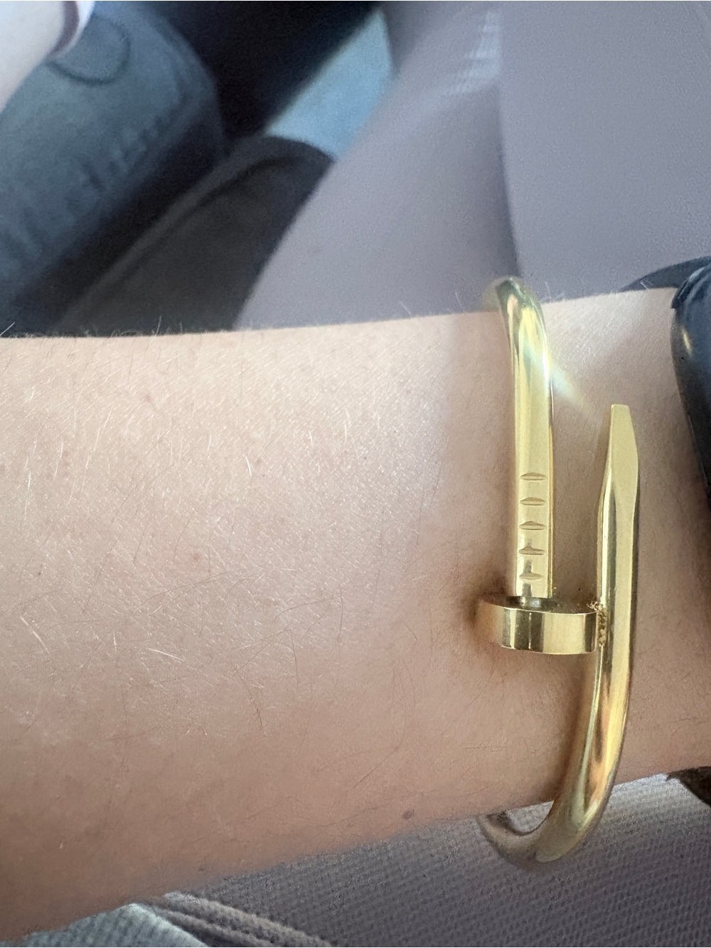 Gold Nail-Style Open Cuff Bracelet - Women's Jewelry